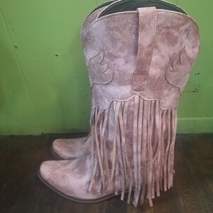 Fringed Cow Girl Boots, NEW